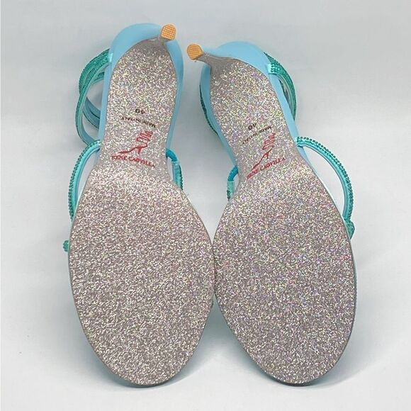 Rene Caovilla Blue Cleo Aquamarine Sandal With Crystals 105 size 40 - Picture 11 of 12